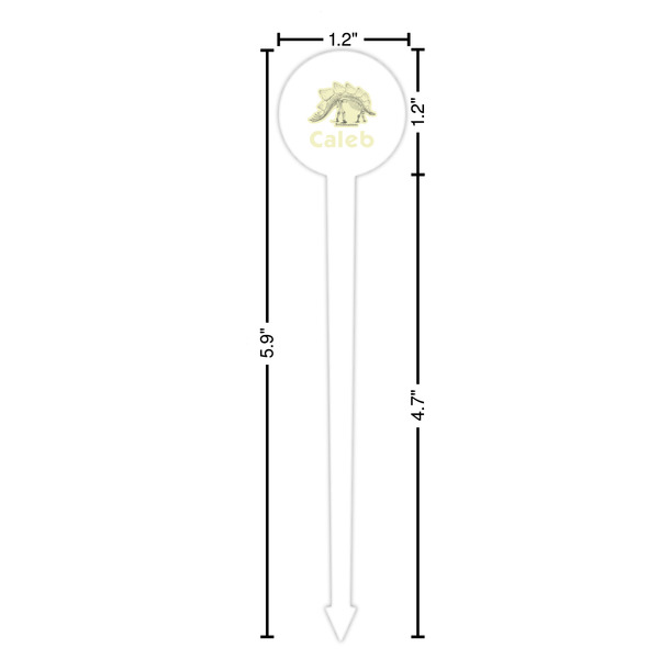 Dinosaur Skeletons White Plastic 6" Food Pick - Round - Dimensions
