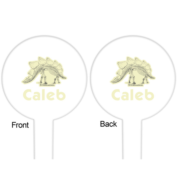 Dinosaur Skeletons White Plastic 6" Food Pick - Round - Double Sided - Front & Back