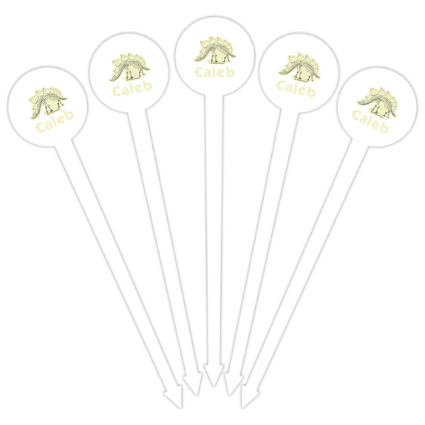 Dinosaur Skeletons White Plastic 6" Food Pick - Round - Fan View