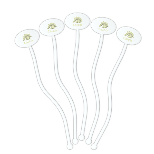 Dinosaur Skeletons White Plastic 7" Stir Stick - Oval - Fan