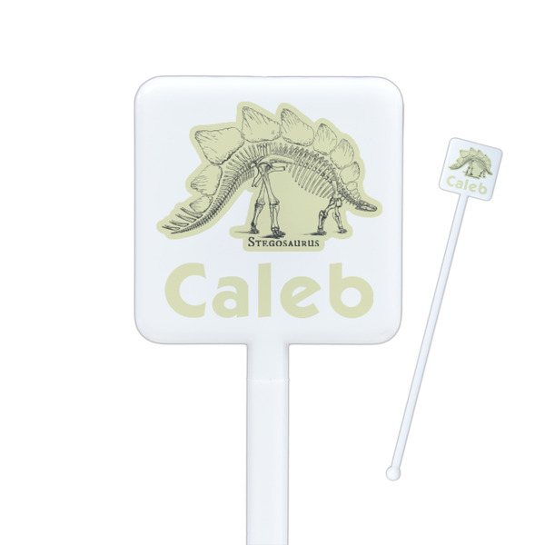 Custom Dinosaur Skeletons Square Plastic Stir Sticks (Personalized)