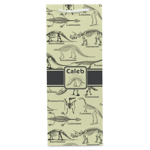 Dinosaur Skeletons Wine Gift Bag - Matte - Front