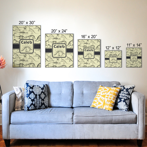 Dinosaur Skeletons Wood Prints - Size Comparison