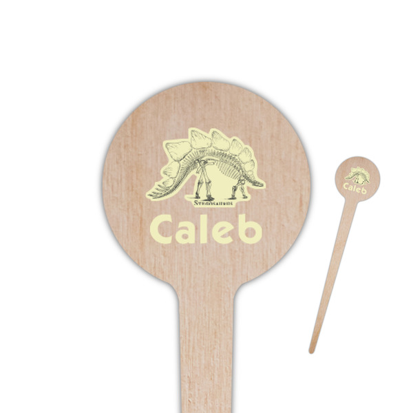 Custom Dinosaur Skeletons 4" Round Wooden Food Picks - Double Sided (Personalized)