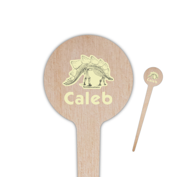 Custom Dinosaur Skeletons 4" Round Wooden Food Picks - Single Sided (Personalized)
