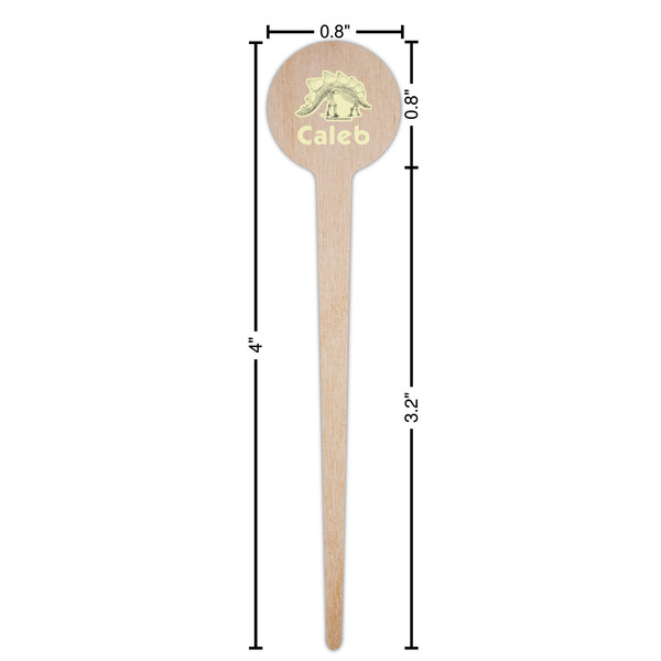 Dinosaur Skeletons Wooden 4" Food Pick - Round - Dimensions