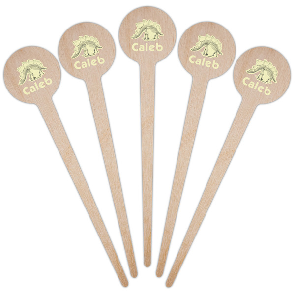 Dinosaur Skeletons Wooden 4" Food Pick - Round - Fan View