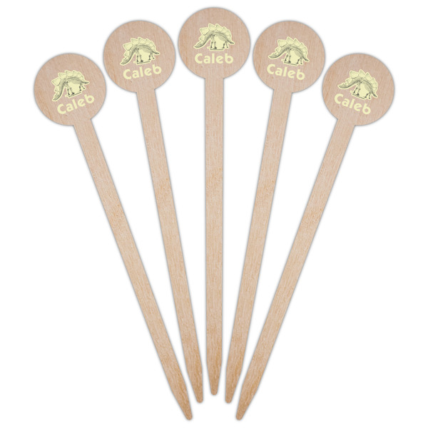 Dinosaur Skeletons Wooden 6" Food Pick - Round - Fan View