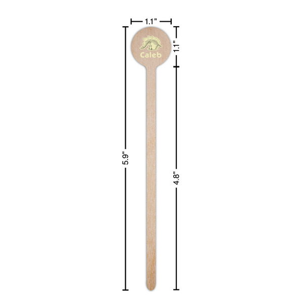Dinosaur Skeletons Wooden 6" Stir Stick - Round - Dimensions