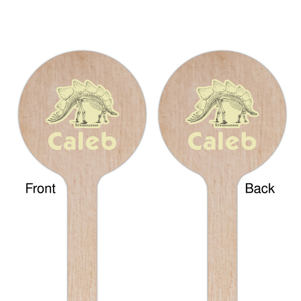 Dinosaur Skeletons Wooden 7.5" Stir Stick - Round - Double Sided - Front & Back