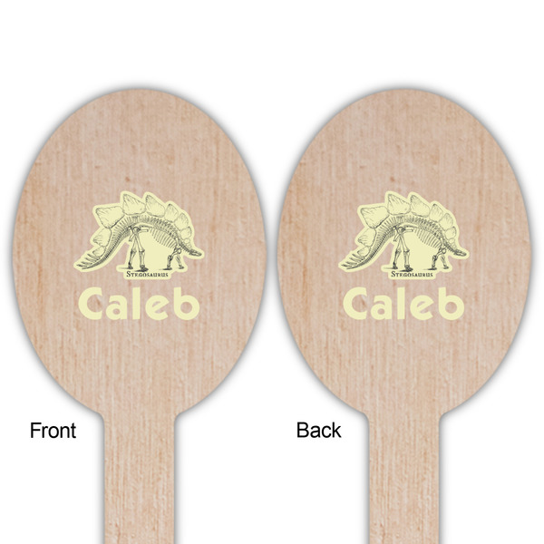 Dinosaur Skeletons Wooden Food Pick - Oval - Double Sided - Front & Back