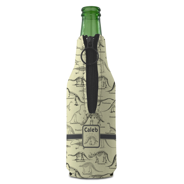 Dinosaur Skeletons Zipper Bottle Cooler - BACK (bottle)