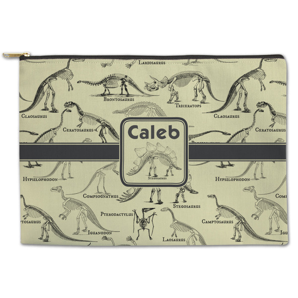 Custom Dinosaur Skeletons Zipper Pouch - Large - 12.5"x8.5" (Personalized)