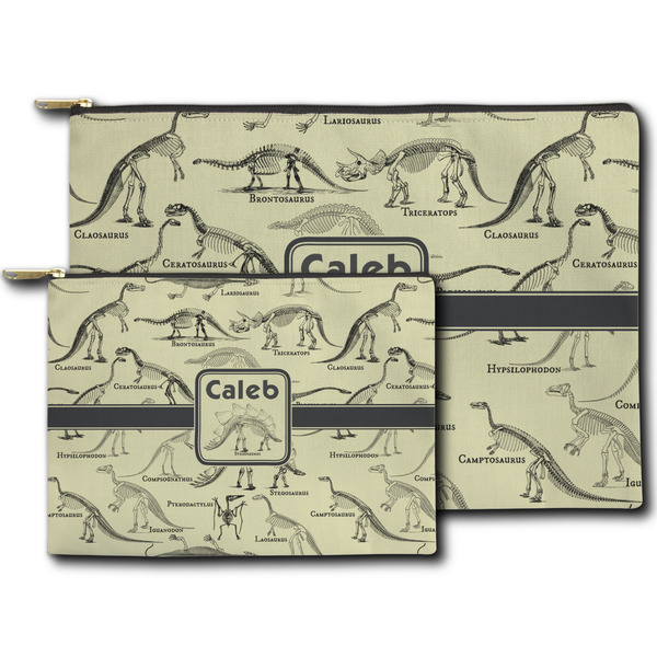 Dinosaur Skeletons Zippered Pouches - Size Comparison