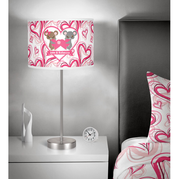 Valentine's Day 13 inch drum lamp shade - in room