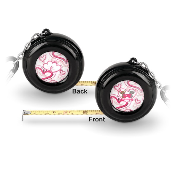 Valentine's Day 6-Ft Pocket Tape Measure with Carabiner Hook - Front and Back