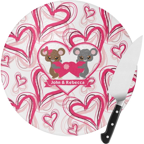Custom Valentine's Day Round Glass Cutting Board - Small (Personalized)