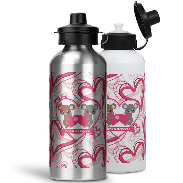 Valentine's Day Aluminum Water Bottles - MAIN (white &silver)