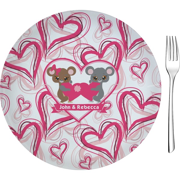 Custom Valentine's Day Glass Appetizer / Dessert Plate 8" (Personalized)