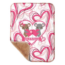 Valentine's Day Sherpa Baby Blanket - 30" x 40" w/ Couple's Names