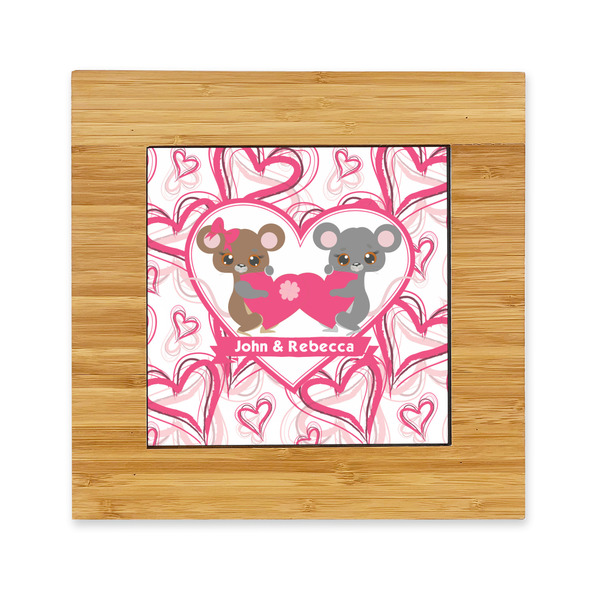 Custom Valentine's Day Bamboo Trivet with Ceramic Tile Insert (Personalized)