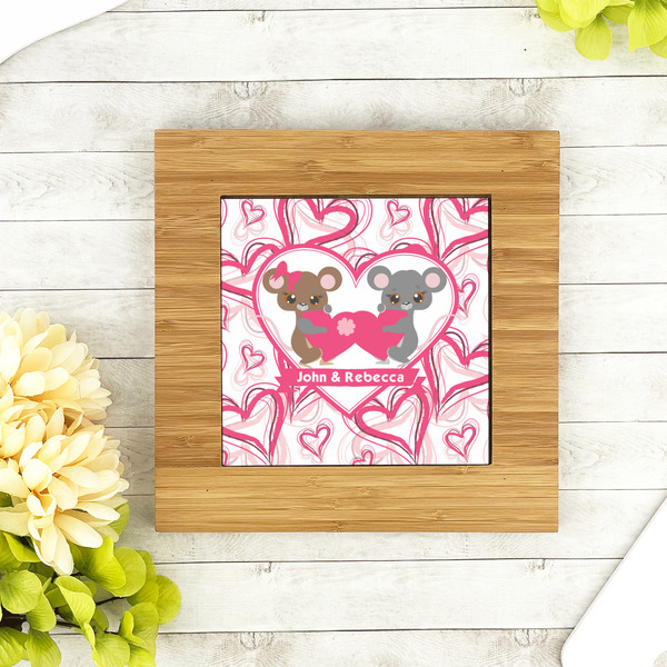 Valentine's Day Bamboo Trivet with 6" Tile - LIFESTYLE