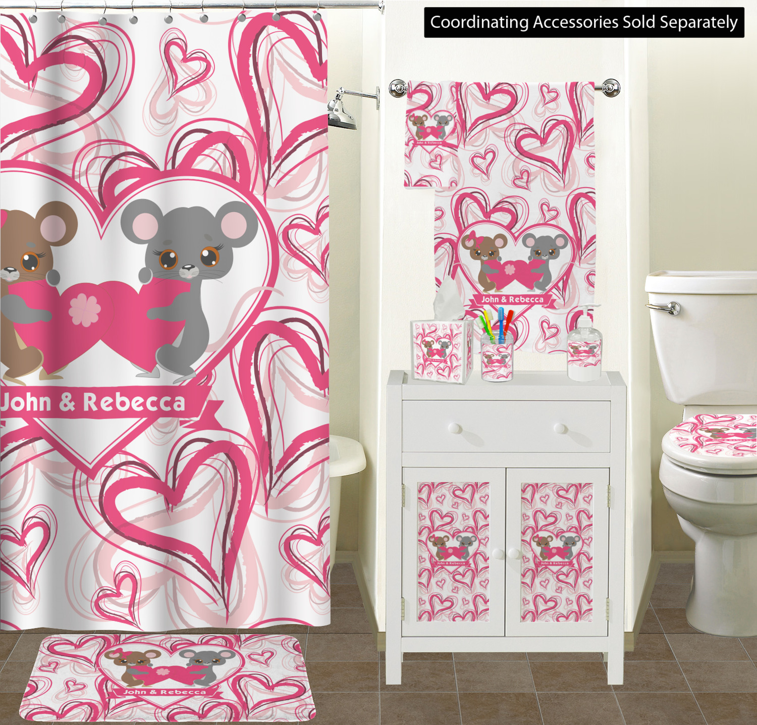 Valentine's Day Ceramic Bathroom Accessories Set (Personalized