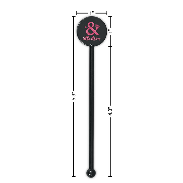 Valentine's Day Black Plastic 5.5" Stir Stick - Round - Dimensions