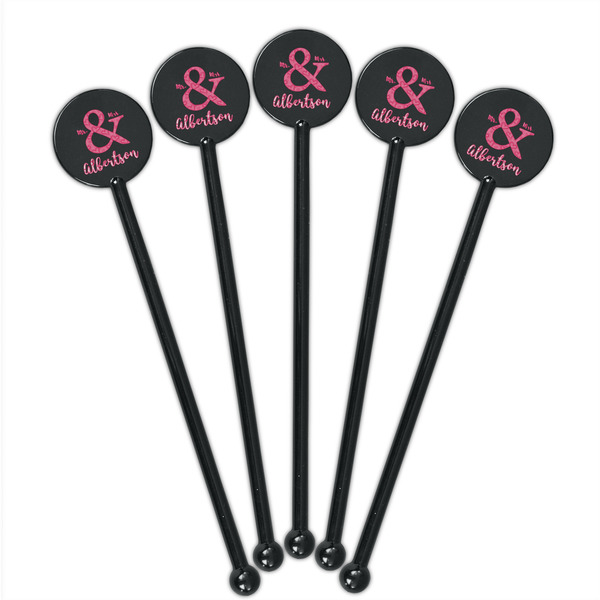 Valentine's Day Black Plastic 5.5" Stir Stick - Round - Fan View