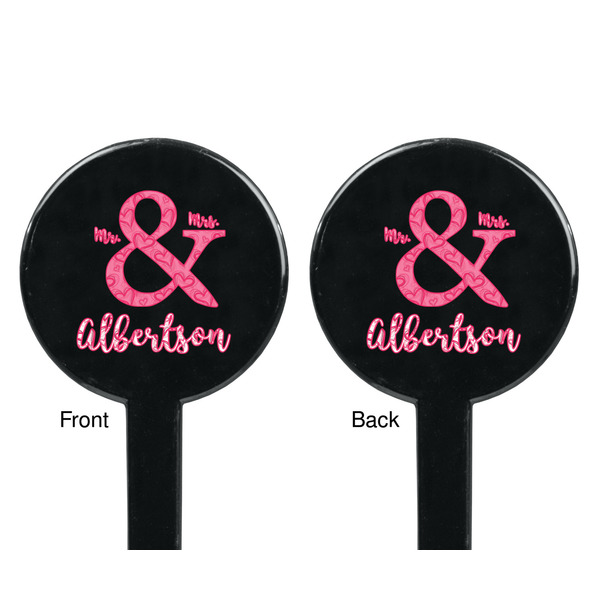 Valentine's Day Black Plastic 7" Stir Stick - Double Sided - Round - Front & Back