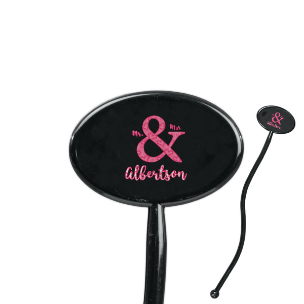 Custom Valentine's Day 7" Oval Plastic Stir Sticks - Black - Single Sided (Personalized)