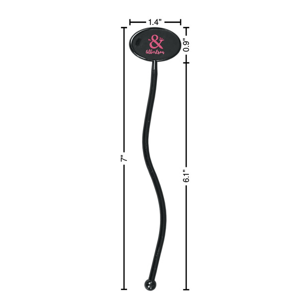Valentine's Day Black Plastic 7" Stir Stick - Oval - Dimensions