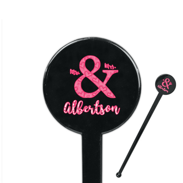 Custom Valentine's Day 7" Round Plastic Stir Sticks - Black - Single Sided (Personalized)