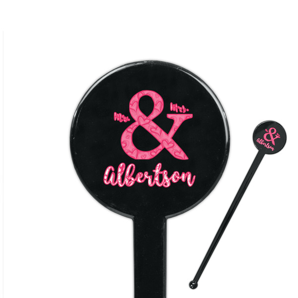 Custom Valentine's Day 7" Round Plastic Stir Sticks - Black - Double Sided (Personalized)