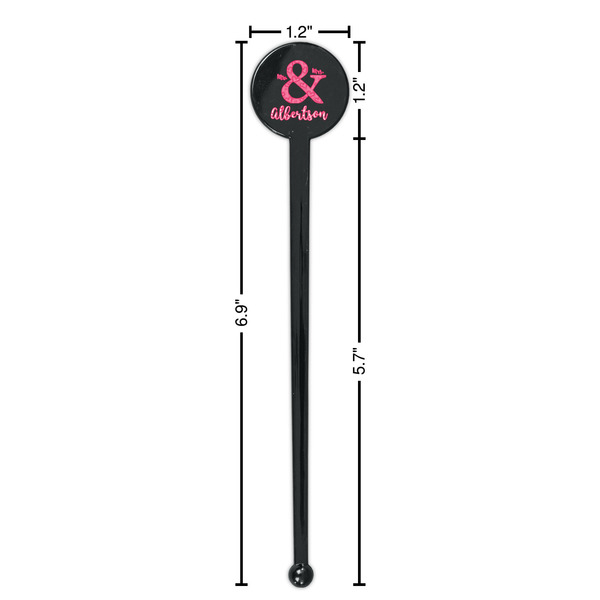 Valentine's Day Black Plastic 7" Stir Stick - Round - Dimensions