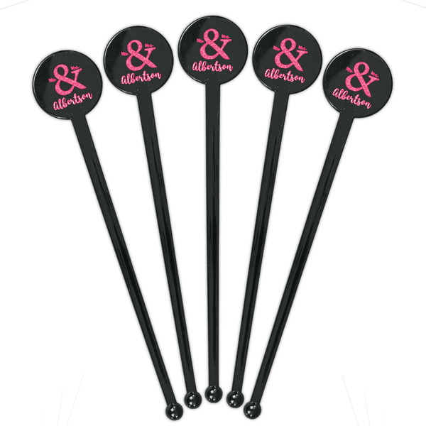 Valentine's Day Black Plastic 7" Stir Stick - Round - Fan View