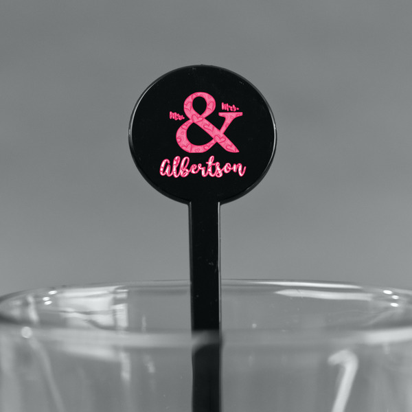 Valentine's Day Black Plastic 7" Stir Stick - Round - Main