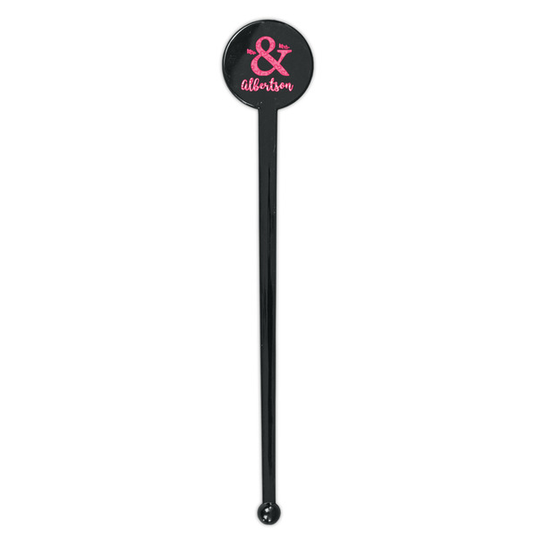 Valentine's Day Black Plastic 7" Stir Stick - Round - Single Stick