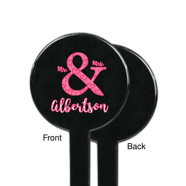 Valentine's Day Black Plastic 7" Stir Stick - Single Sided - Round - Front & Back