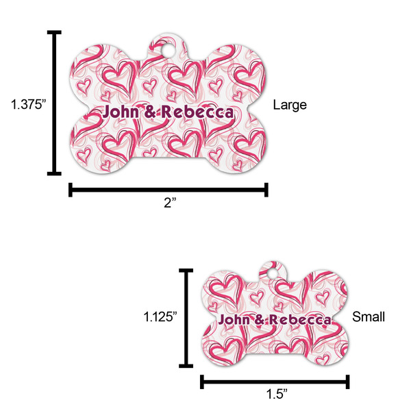 Valentine's Day Bone Shaped Dog ID Tag - Large - Scale