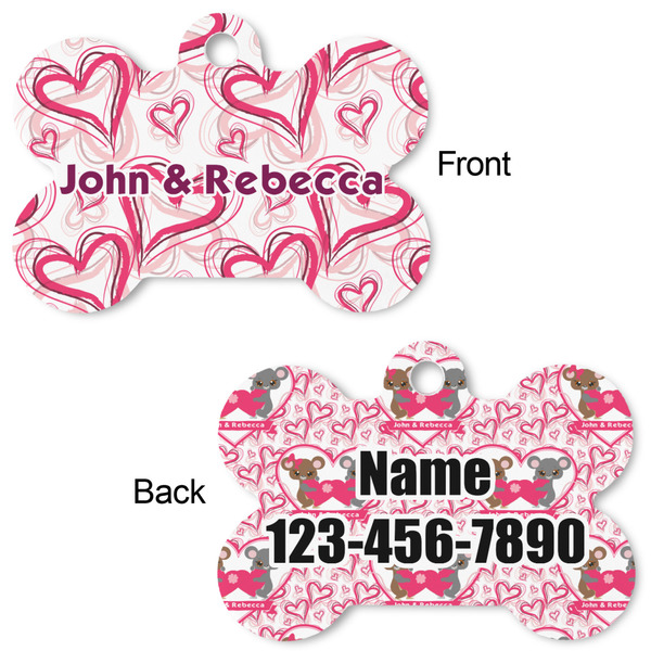Valentine's Day Bone Shaped Dog Tag - Front & Back