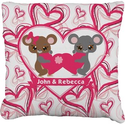 Valentine's Day Faux-Linen Throw Pillow 18" (Personalized)