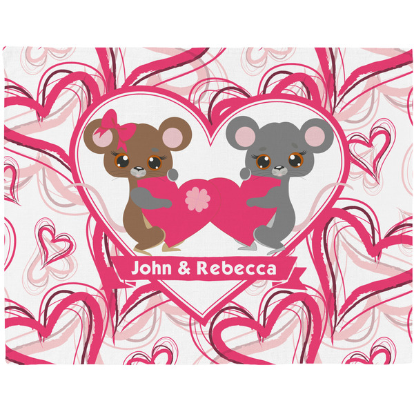 Custom Valentine's Day Woven Fabric Placemat - Twill w/ Couple's Names