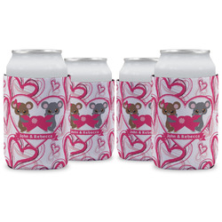 Valentine's Day Can Cooler (12 oz) - Set of 4 w/ Couple's Names