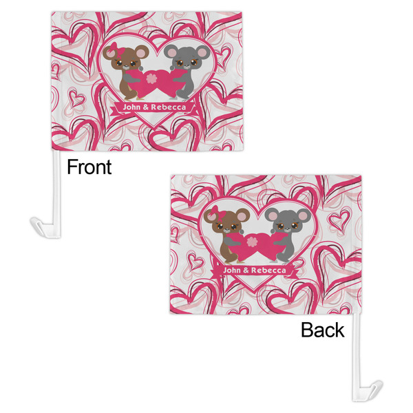 Valentine's Day Car Flag - 11" x 8" - Front & Back View