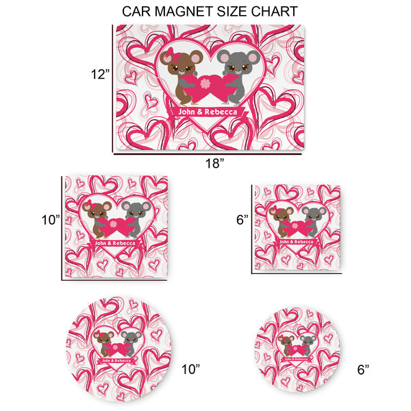 Valentine's Day Car Magnets - SIZE CHART