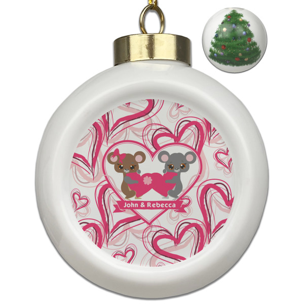 Custom Valentine's Day Ceramic Ball Ornament - Christmas Tree (Personalized)