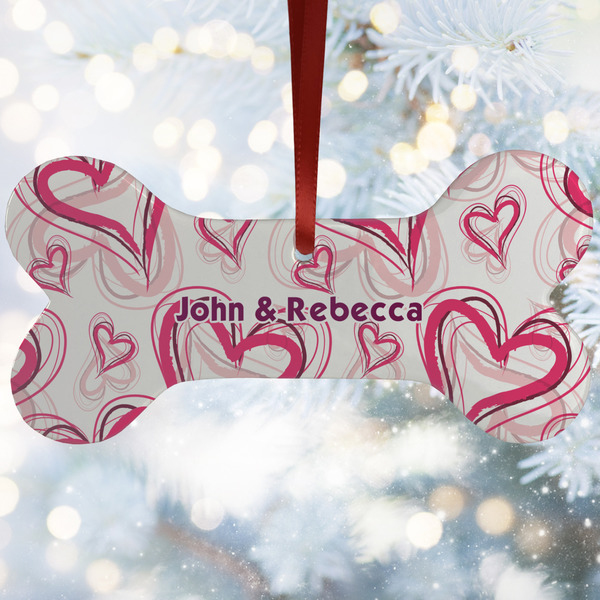 Custom Valentine's Day Ceramic Dog Ornament w/ Couple's Names