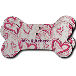 Valentine's Day Ceramic Dog Ornament - Front & Back w/ Couple's Names