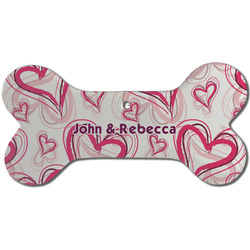 Valentine's Day Ceramic Dog Ornament - Front w/ Couple's Names